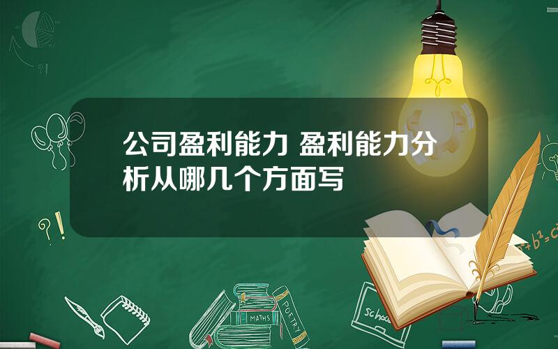 公司盈利能力 盈利能力分析从哪几个方面写